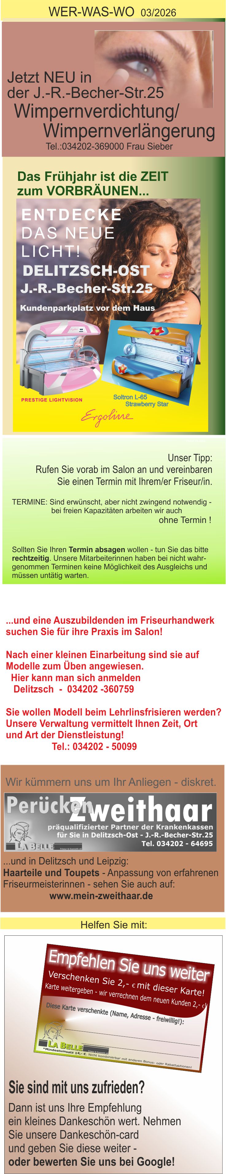 Friseur Kosmetik Fußpflege Zweithaar Perücke Ohrlochsteche